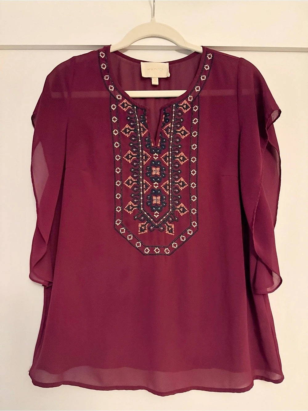 Skies are Blue Embroidered Tunic Blouse
